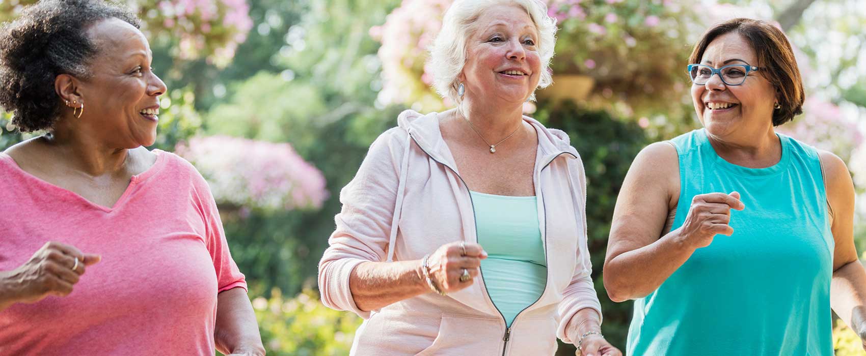 three mature women out walking