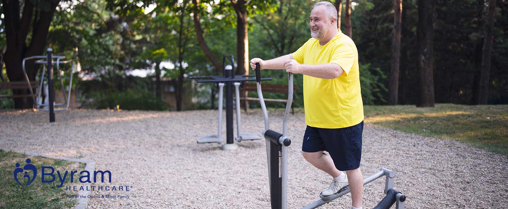 Man using an elliptical.