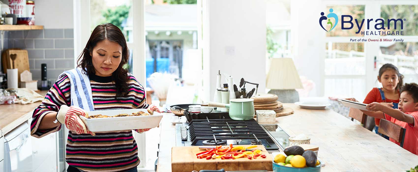 Woman carrying healthy food.