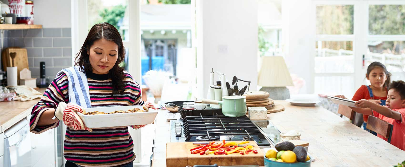 Woman carrying healthy food.