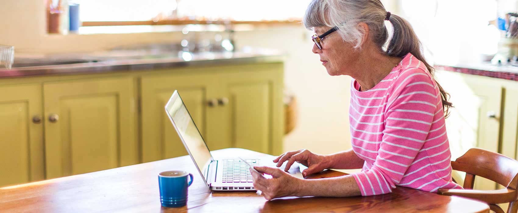 Woman using her laptop.