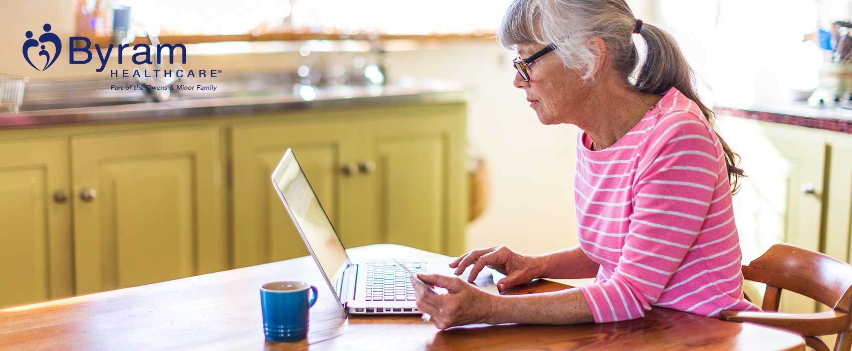 Woman using her laptop.