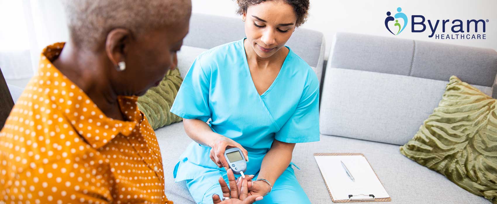 Woman getting an a1c test taken.