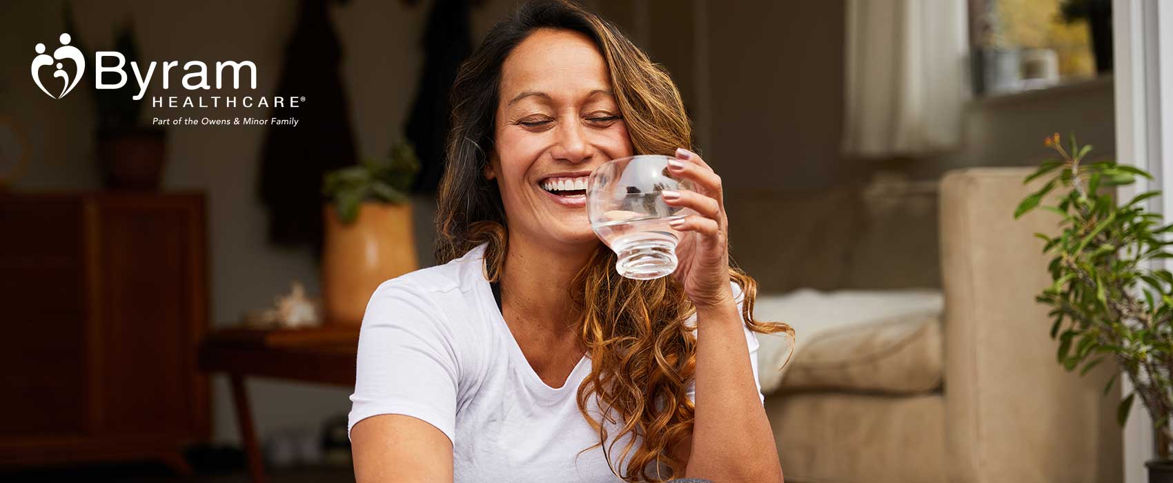 woman with a glass of water