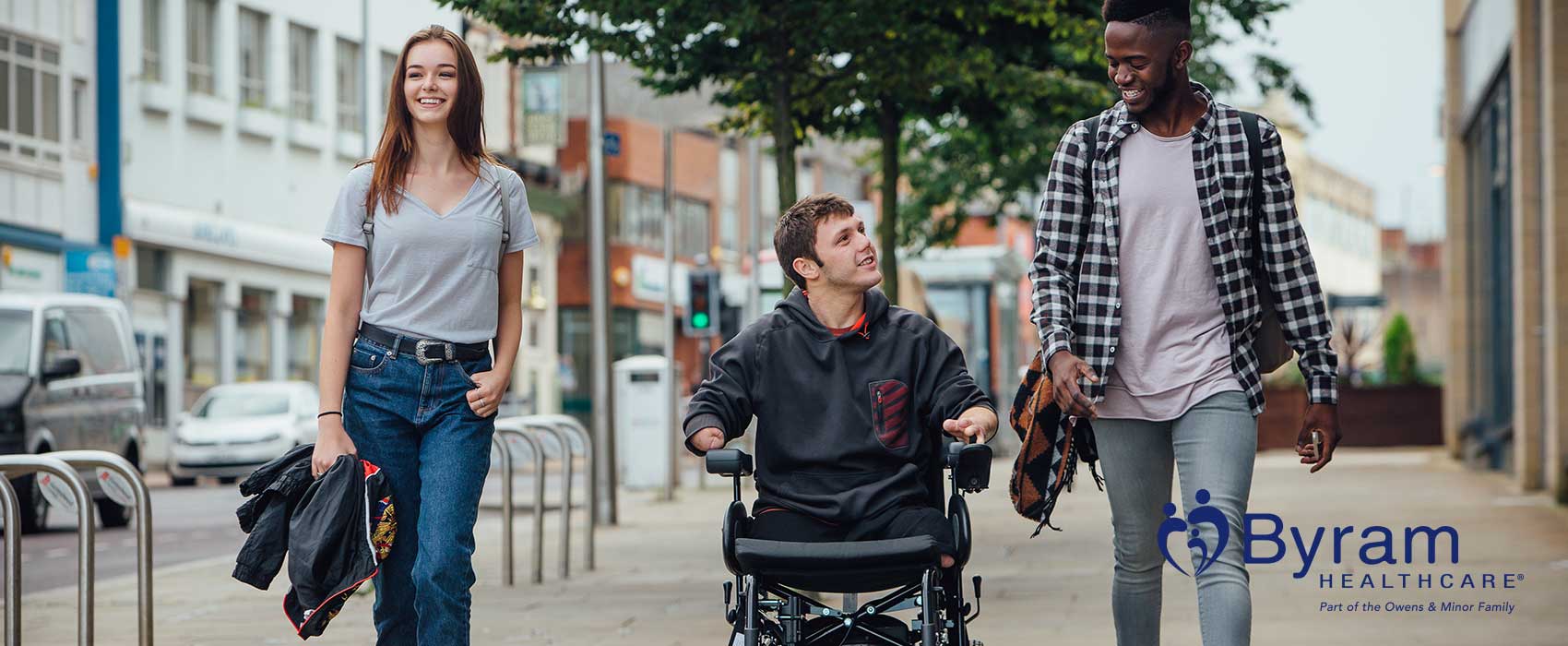 Person with quadriplegia hanging out with friends.