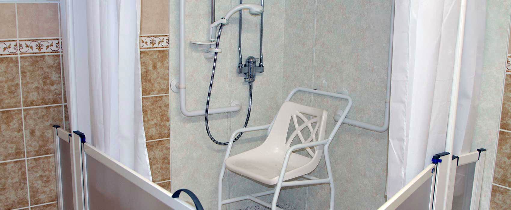 Wheelchair accessible shower.