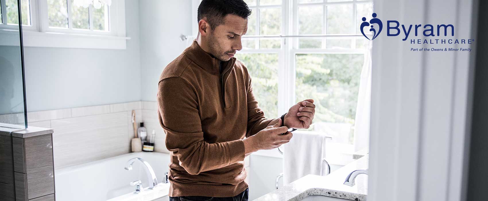 Man getting ready in his bathroom