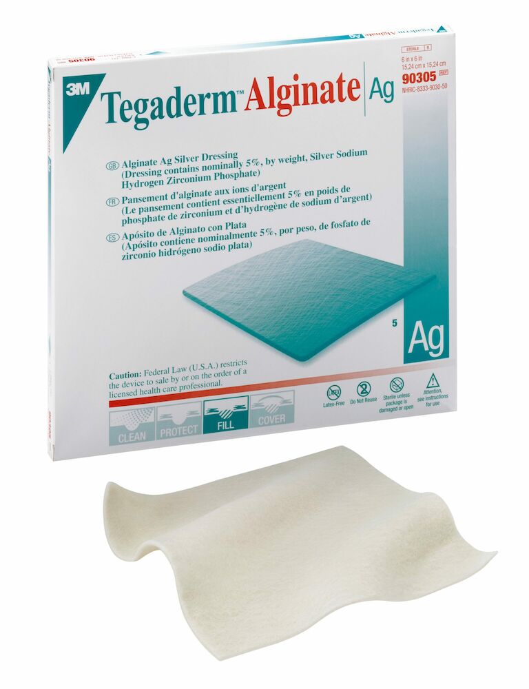 3M Tegaderm Alginate AG Silver Dressing 90305, Square, 6 IN X 6 IN  5/Carton 4 Cartons/Case | Byram Healthcare