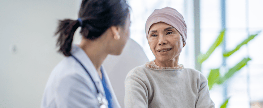 cancer patient and doctor