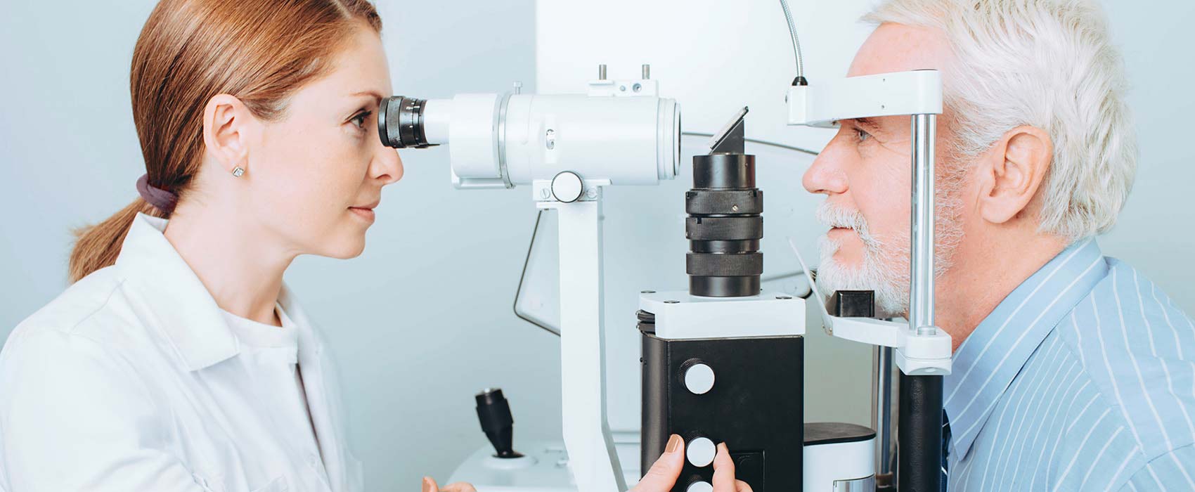 man getting eye exam