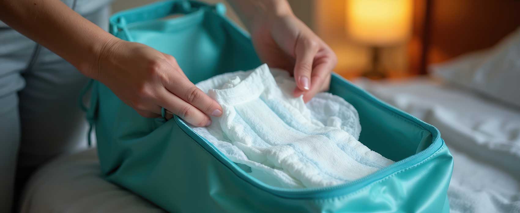 incontinence supplies in carry bag