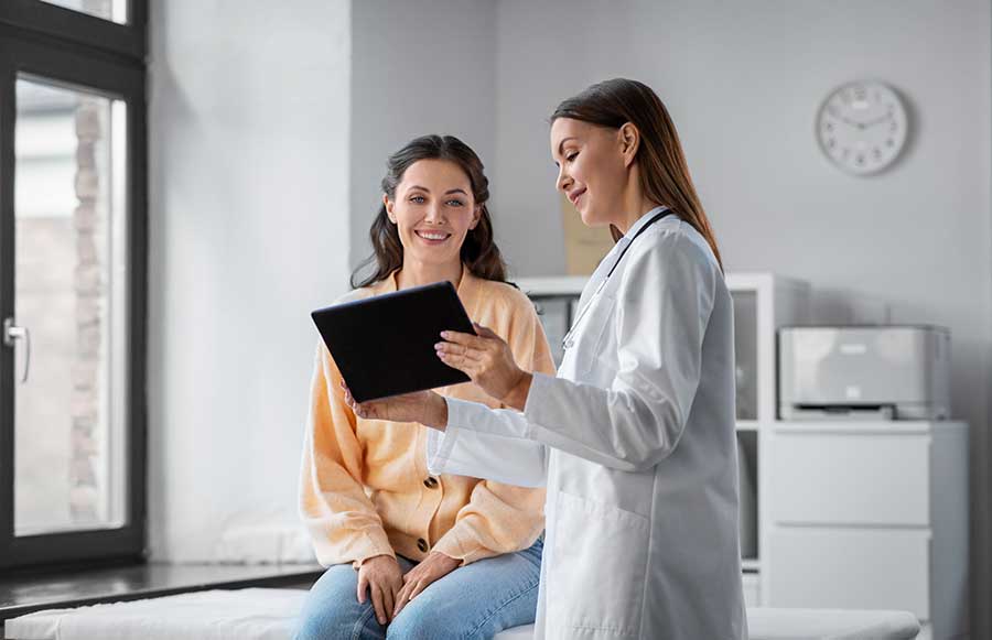 Healthcare provider supporting a patient