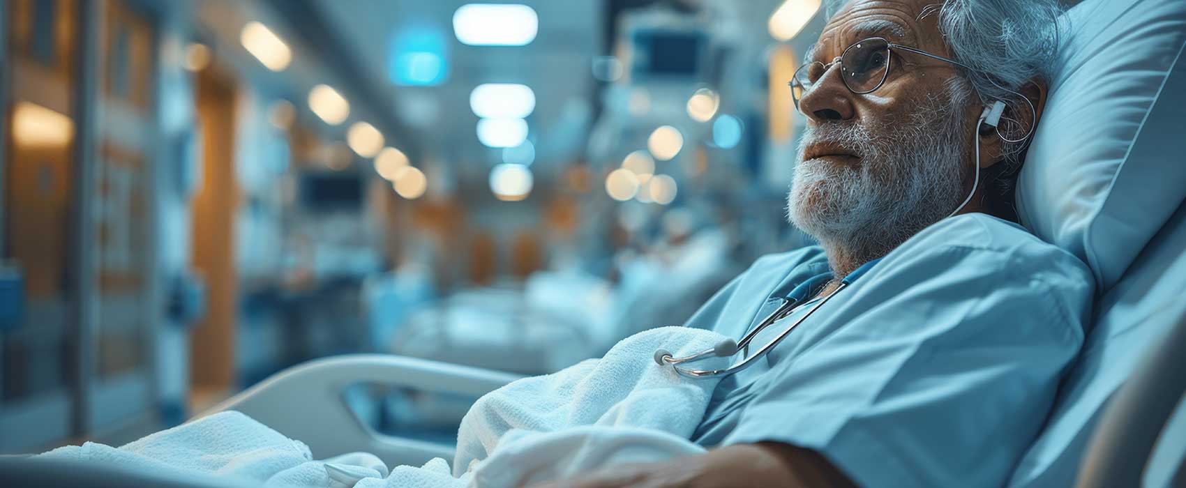 man in hospital bed
