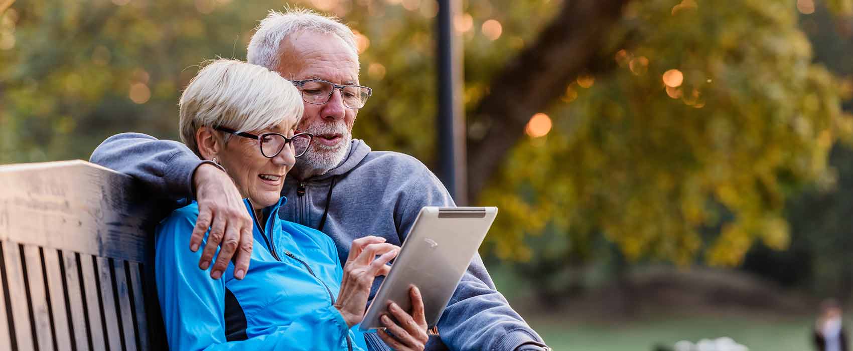 mature couple on bench