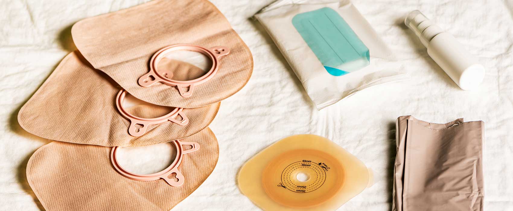 ostomy supplies on table