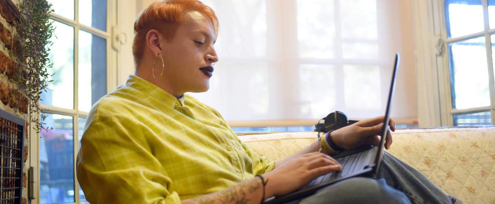 person on computer