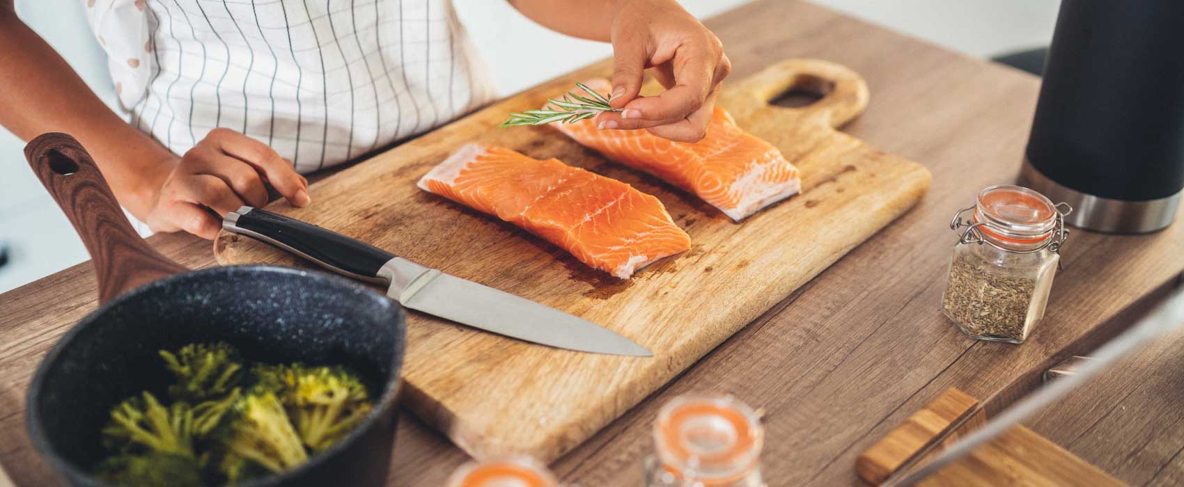 preparing salmon fillet