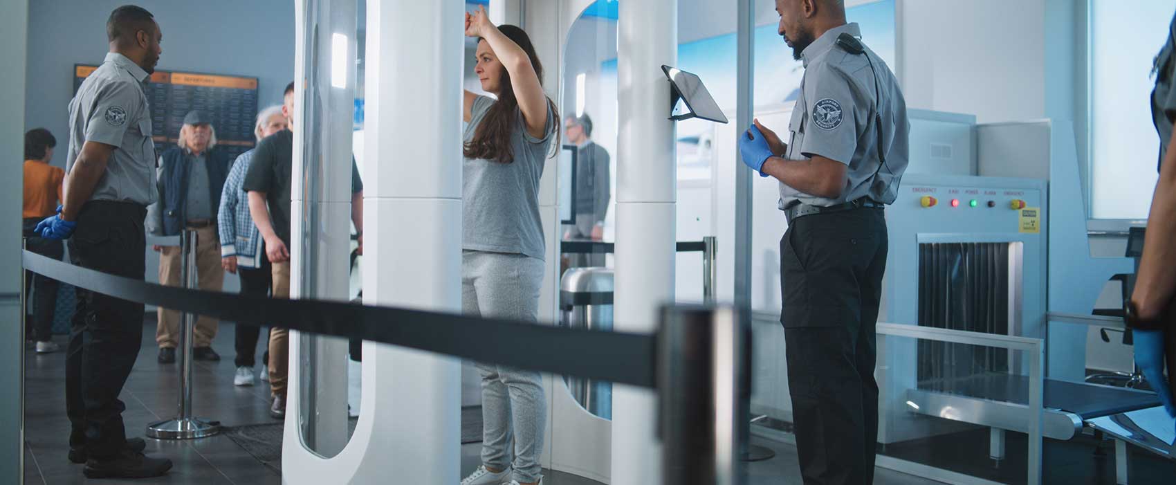 woman going through airport security