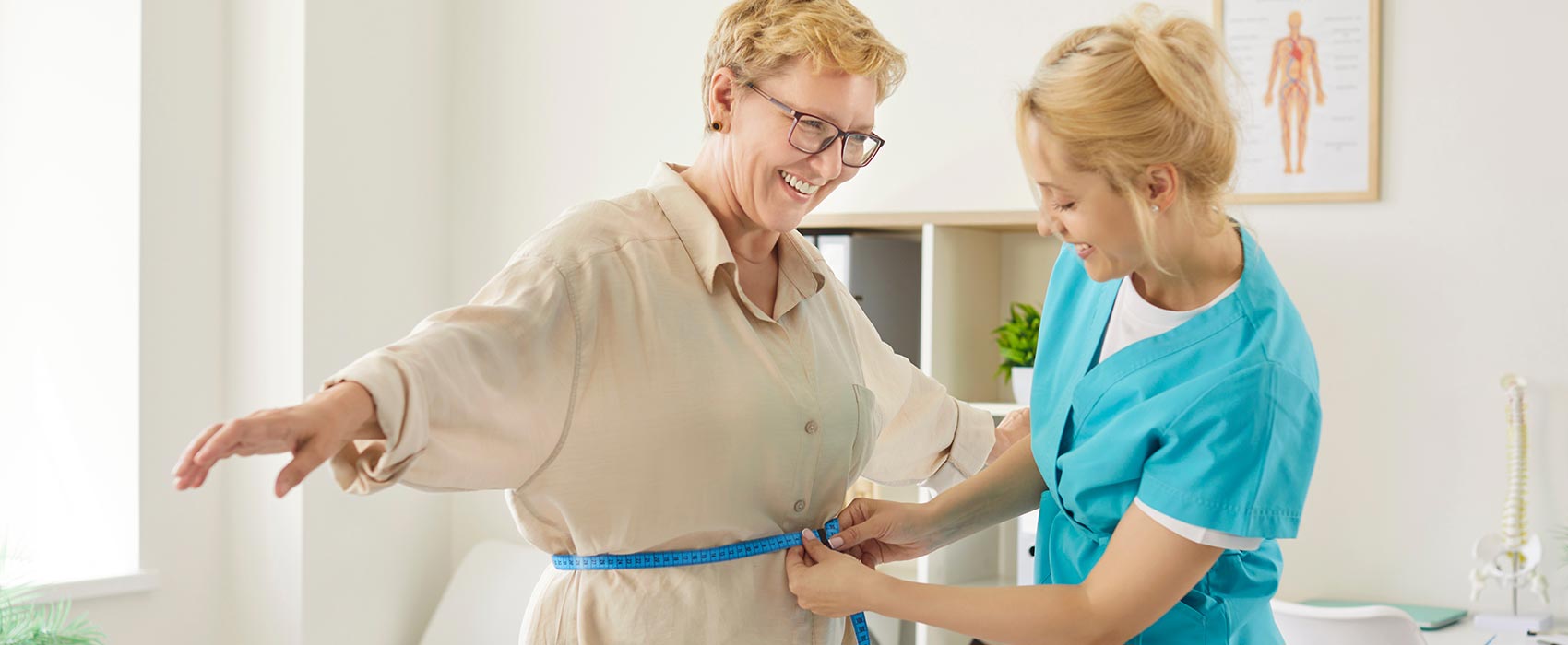 woman losing weight check