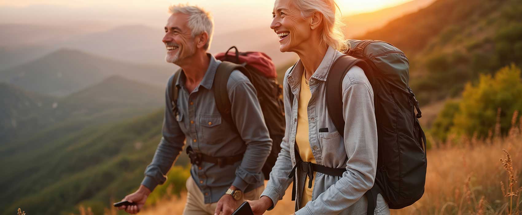 woman man hiking