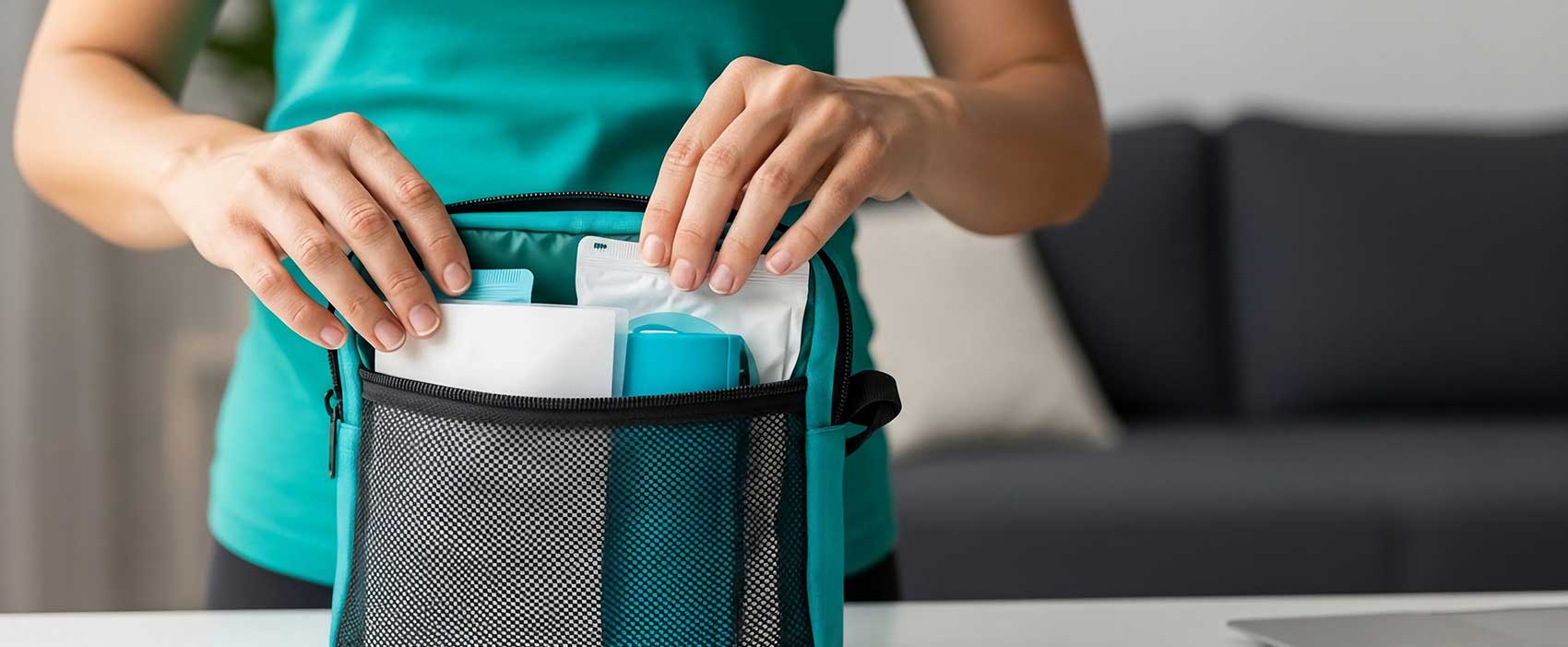 woman with bag of supplies